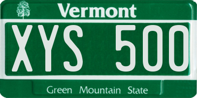 VT license plate XYS500