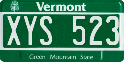 VT license plate XYS523