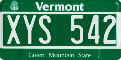 VT license plate XYS542