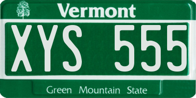 VT license plate XYS555