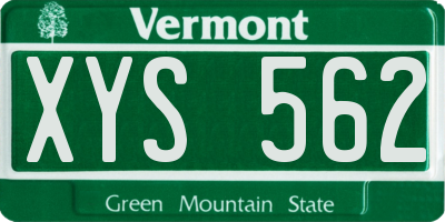 VT license plate XYS562