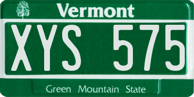 VT license plate XYS575