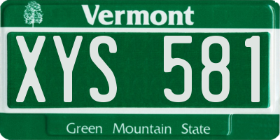 VT license plate XYS581