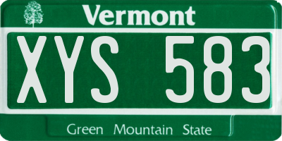 VT license plate XYS583
