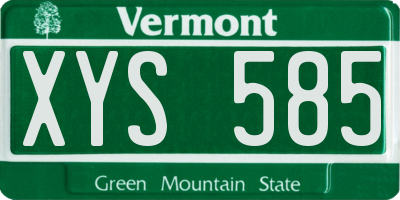 VT license plate XYS585