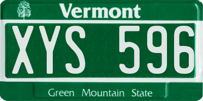 VT license plate XYS596