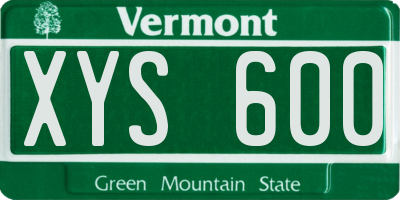 VT license plate XYS600