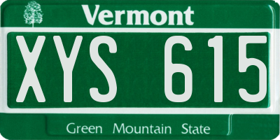 VT license plate XYS615