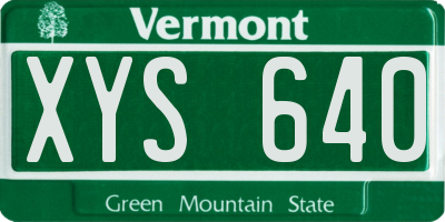 VT license plate XYS640