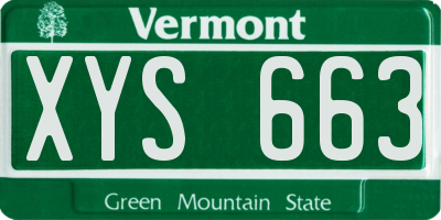 VT license plate XYS663