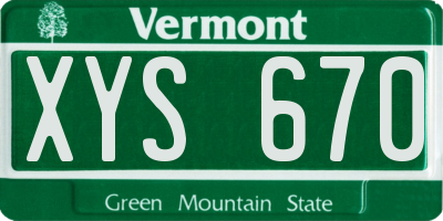 VT license plate XYS670