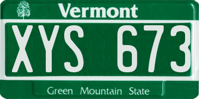 VT license plate XYS673