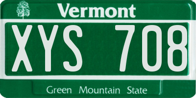 VT license plate XYS708
