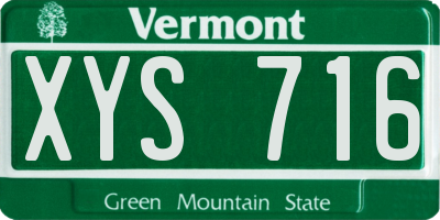VT license plate XYS716