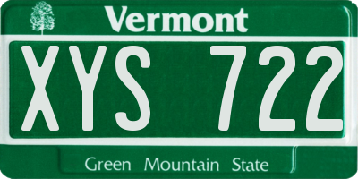 VT license plate XYS722
