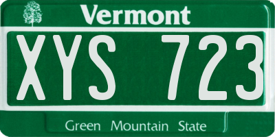 VT license plate XYS723