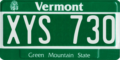 VT license plate XYS730