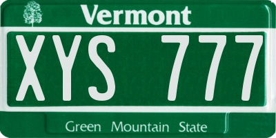 VT license plate XYS777