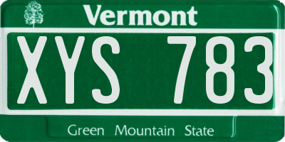 VT license plate XYS783