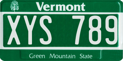 VT license plate XYS789
