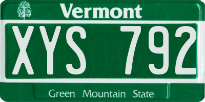 VT license plate XYS792