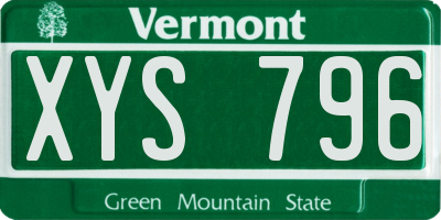 VT license plate XYS796