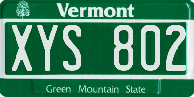 VT license plate XYS802