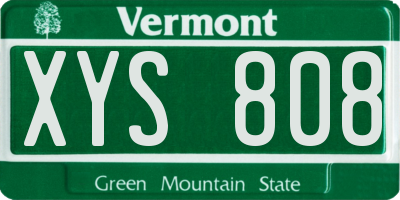 VT license plate XYS808