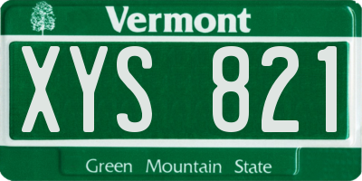 VT license plate XYS821