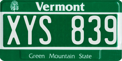 VT license plate XYS839