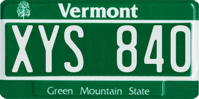 VT license plate XYS840