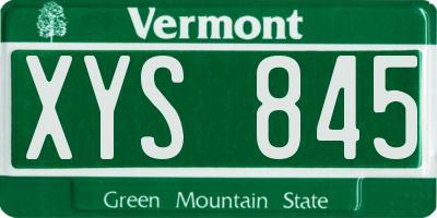 VT license plate XYS845