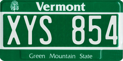 VT license plate XYS854