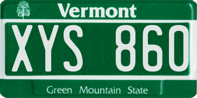 VT license plate XYS860