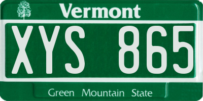 VT license plate XYS865