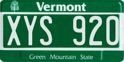 VT license plate XYS920
