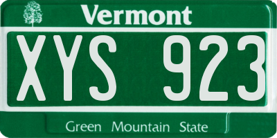VT license plate XYS923
