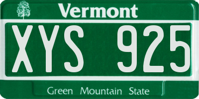 VT license plate XYS925