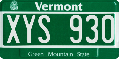 VT license plate XYS930