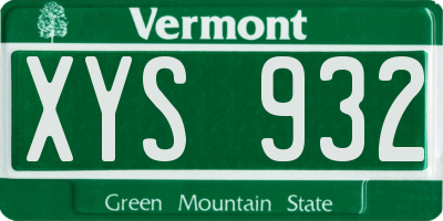 VT license plate XYS932