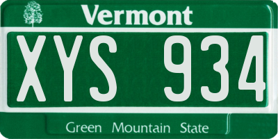 VT license plate XYS934