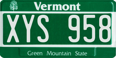 VT license plate XYS958