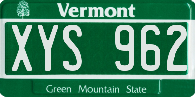 VT license plate XYS962