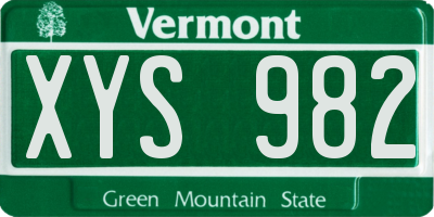VT license plate XYS982