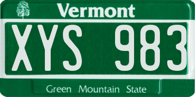VT license plate XYS983