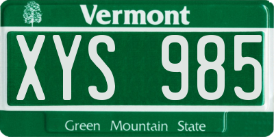 VT license plate XYS985