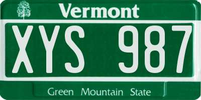 VT license plate XYS987