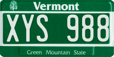 VT license plate XYS988