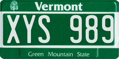VT license plate XYS989