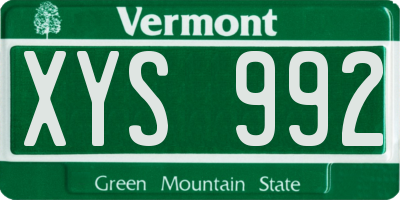 VT license plate XYS992